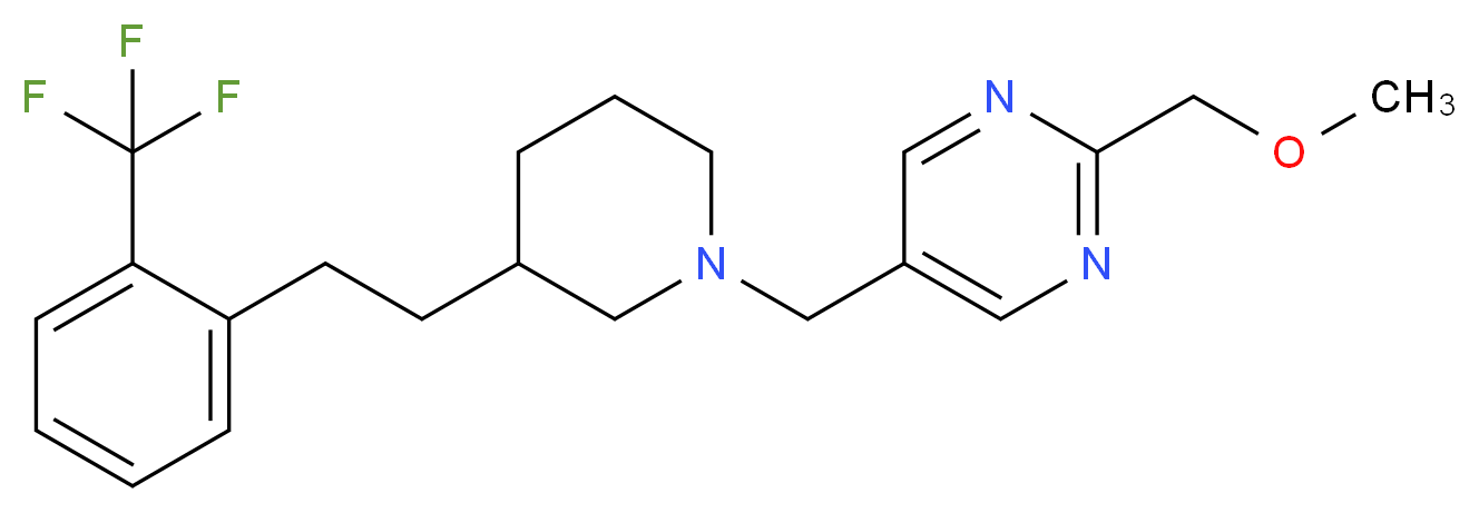 2-(methoxymethyl)-5-[(3-{2-[2-(trifluoromethyl)phenyl]ethyl}-1-piperidinyl)methyl]pyrimidine_分子结构_CAS_)