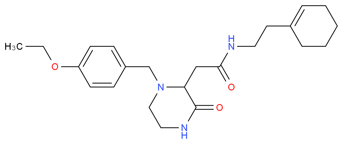 N-[2-(1-cyclohexen-1-yl)ethyl]-2-[1-(4-ethoxybenzyl)-3-oxo-2-piperazinyl]acetamide_分子结构_CAS_)