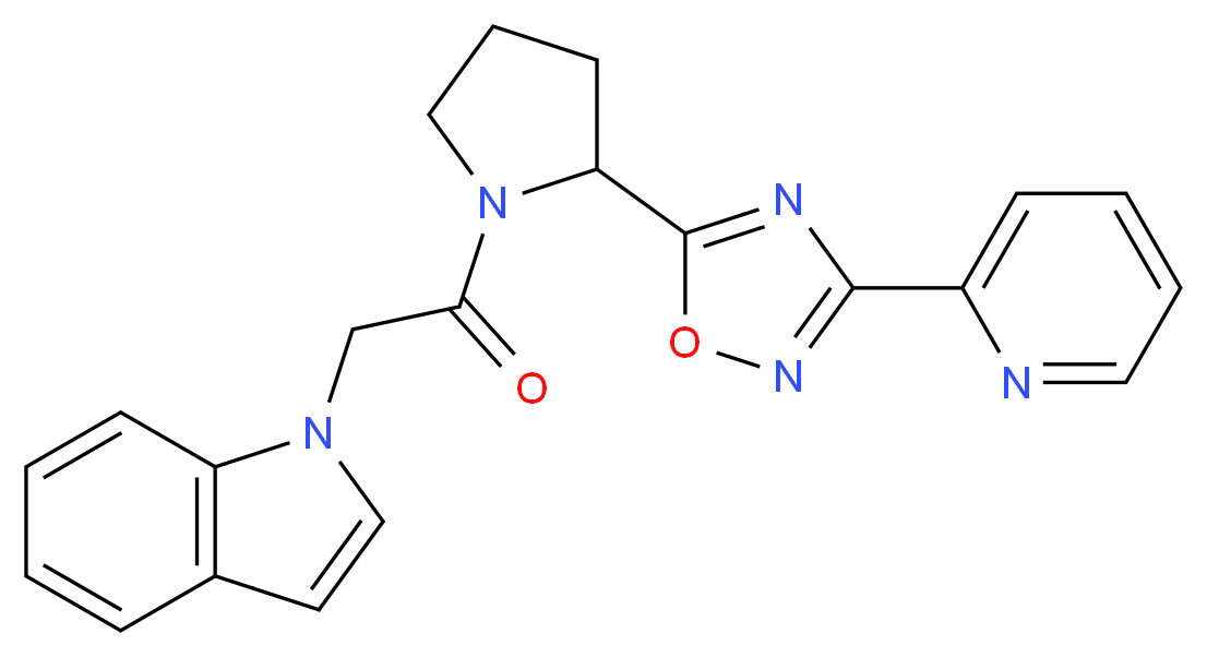 1-(2-oxo-2-{2-[3-(2-pyridinyl)-1,2,4-oxadiazol-5-yl]-1-pyrrolidinyl}ethyl)-1H-indole_分子结构_CAS_)