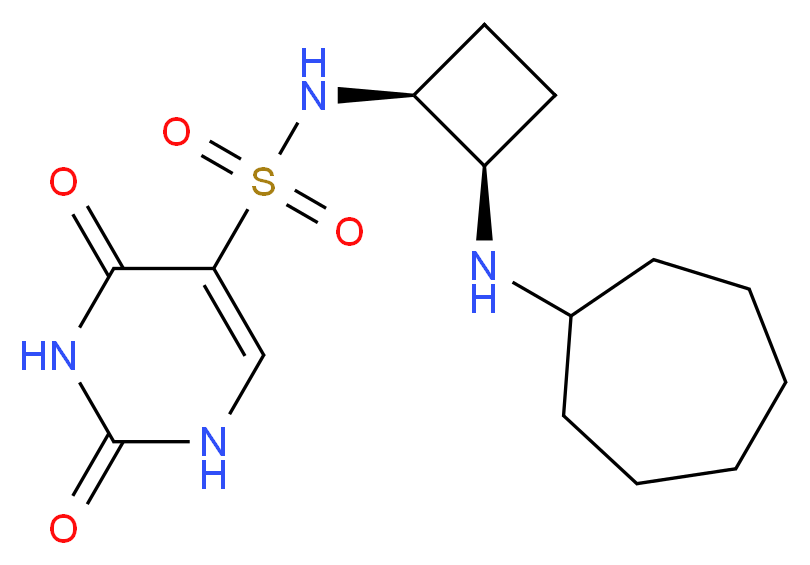 N-[(1S*,2R*)-2-(cycloheptylamino)cyclobutyl]-2,4-dioxo-1,2,3,4-tetrahydro-5-pyrimidinesulfonamide_分子结构_CAS_)