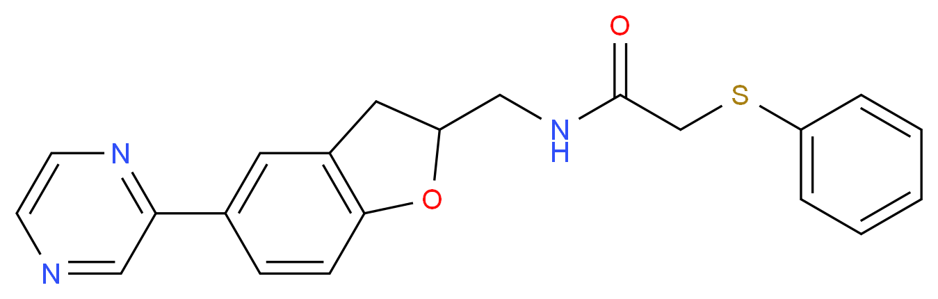 2-(phenylthio)-N-{[5-(2-pyrazinyl)-2,3-dihydro-1-benzofuran-2-yl]methyl}acetamide_分子结构_CAS_)
