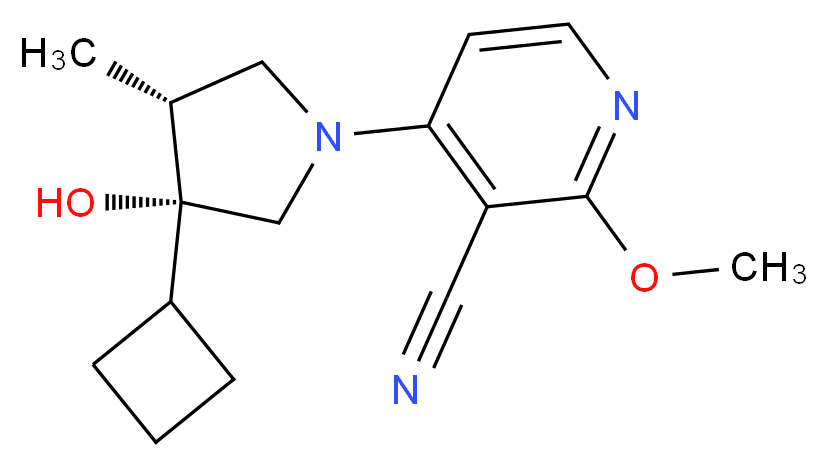 4-[(3R*,4R*)-3-cyclobutyl-3-hydroxy-4-methyl-1-pyrrolidinyl]-2-methoxynicotinonitrile_分子结构_CAS_)