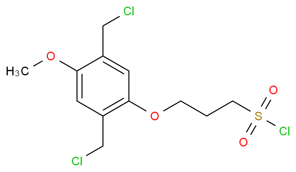 3-[2,5-bis(chloromethyl)-4-methoxyphenoxy]propane-1-sulfonyl chloride_分子结构_CAS_118943-26-3