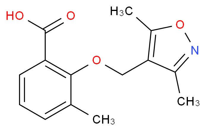 2-(3,5-Dimethyl-isoxazol-4-ylmethoxy)-3-methyl-benzoic acid_分子结构_CAS_)