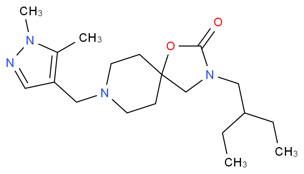 8-[(1,5-dimethyl-1H-pyrazol-4-yl)methyl]-3-(2-ethylbutyl)-1-oxa-3,8-diazaspiro[4.5]decan-2-one_分子结构_CAS_)
