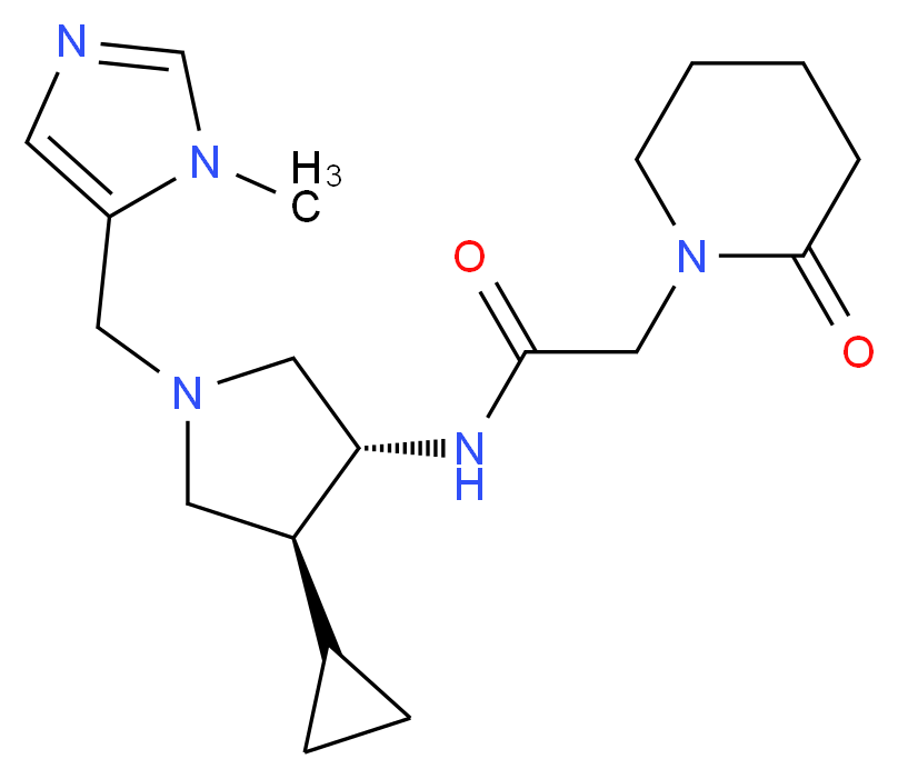 N-{(3R*,4S*)-4-cyclopropyl-1-[(1-methyl-1H-imidazol-5-yl)methyl]-3-pyrrolidinyl}-2-(2-oxo-1-piperidinyl)acetamide_分子结构_CAS_)