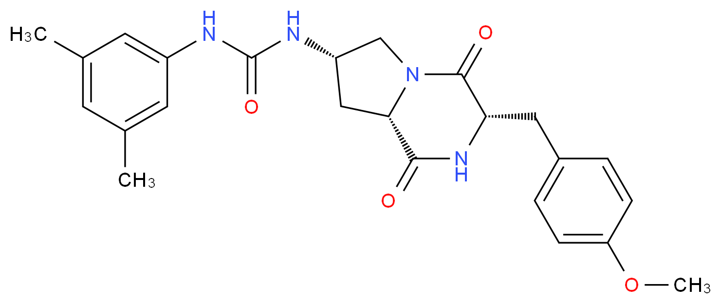 N-(3,5-dimethylphenyl)-N'-[(3S,7S,8aS)-3-(4-methoxybenzyl)-1,4-dioxooctahydropyrrolo[1,2-a]pyrazin-7-yl]urea_分子结构_CAS_)