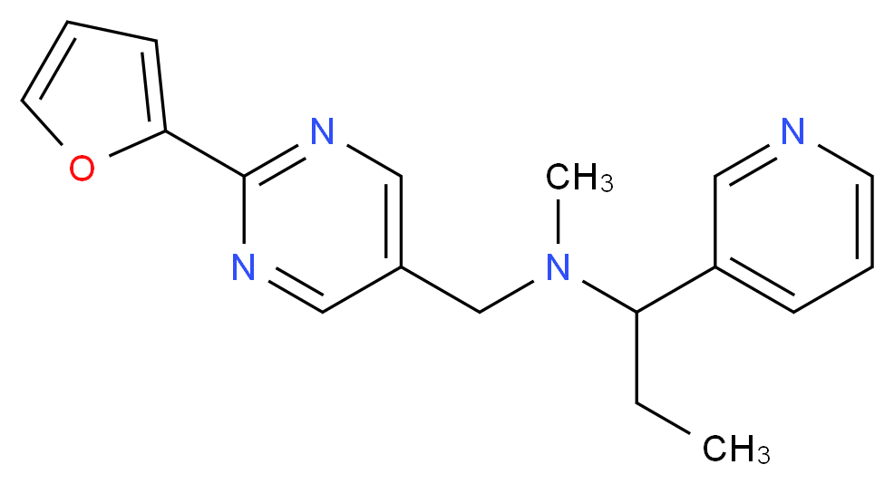 N-{[2-(2-furyl)pyrimidin-5-yl]methyl}-N-methyl-1-pyridin-3-ylpropan-1-amine_分子结构_CAS_)