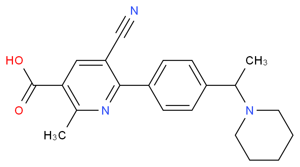5-cyano-2-methyl-6-[4-(1-piperidin-1-ylethyl)phenyl]nicotinic acid_分子结构_CAS_)