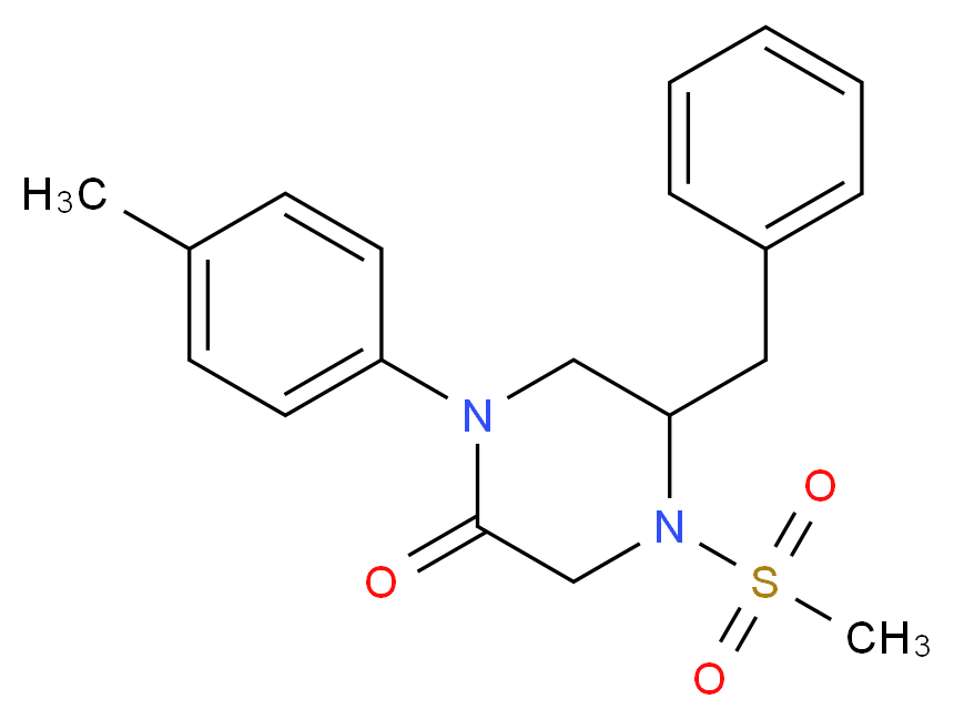 5-benzyl-1-(4-methylphenyl)-4-(methylsulfonyl)-2-piperazinone_分子结构_CAS_)