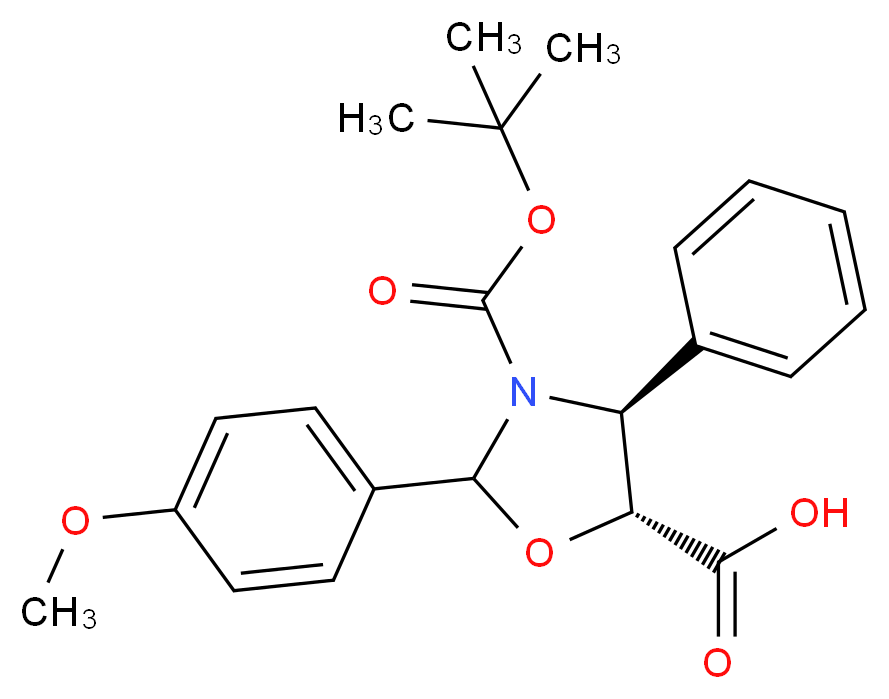 (4S,5R)-3-(tert-Butoxycarbonyl)-2-(4-methoxyphenyl)-4-phenyloxazolidine-5-carboxylic acid_分子结构_CAS_196404-55-4)
