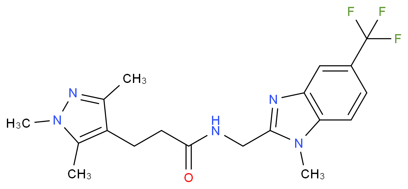 N-{[1-methyl-5-(trifluoromethyl)-1H-benzimidazol-2-yl]methyl}-3-(1,3,5-trimethyl-1H-pyrazol-4-yl)propanamide_分子结构_CAS_)