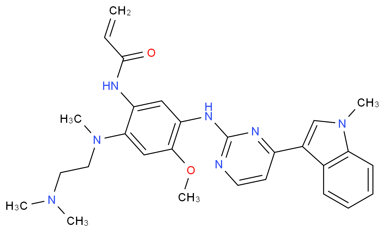 N-(2-{[2-(dimethylamino)ethyl](methyl)amino}-4-methoxy-5-{[4-(1-methyl-1H-indol-3-yl)pyrimidin-2-yl]amino}phenyl)prop-2-enamide_分子结构_CAS_1421373-65-0