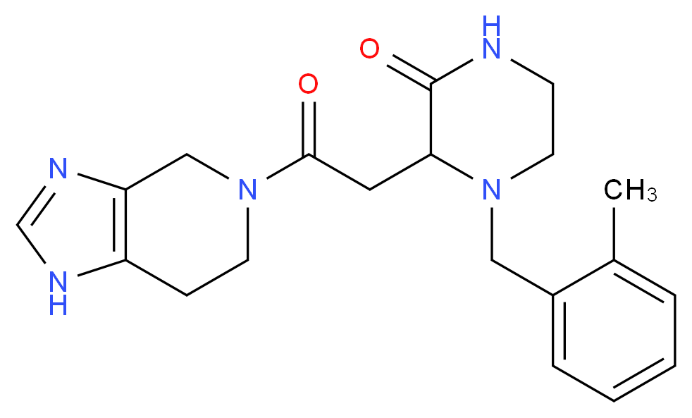 4-(2-methylbenzyl)-3-[2-oxo-2-(1,4,6,7-tetrahydro-5H-imidazo[4,5-c]pyridin-5-yl)ethyl]piperazin-2-one_分子结构_CAS_)