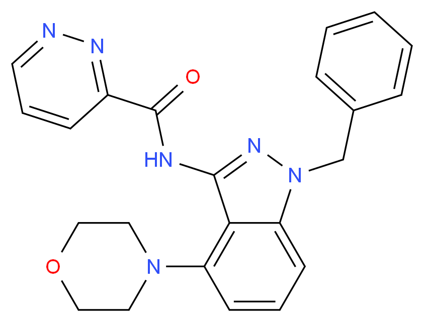 N-(1-benzyl-4-morpholin-4-yl-1H-indazol-3-yl)pyridazine-3-carboxamide_分子结构_CAS_)