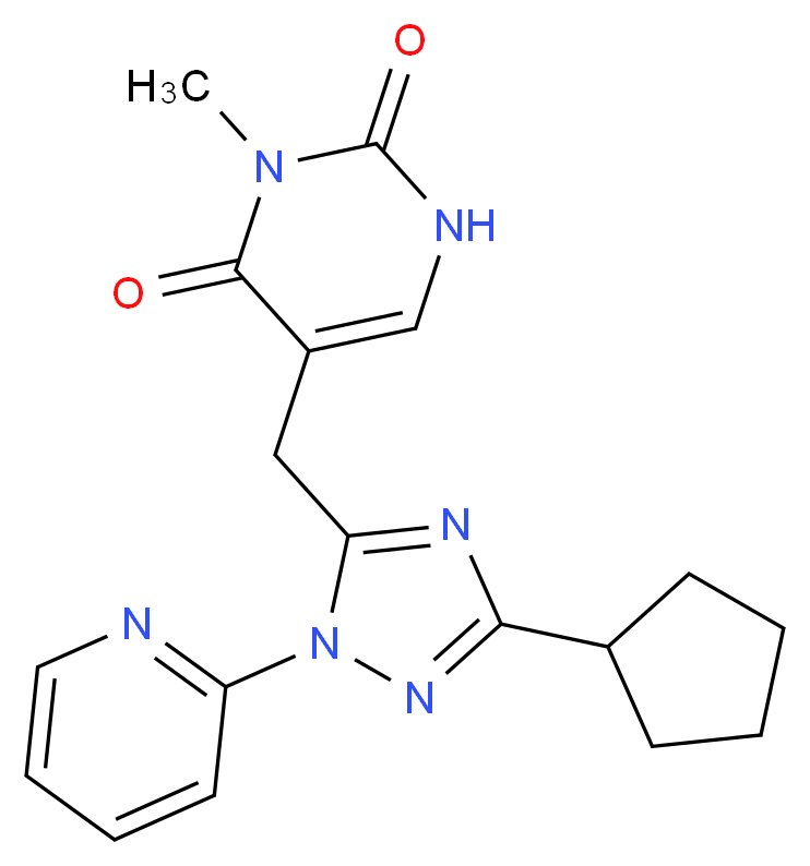 5-[(3-cyclopentyl-1-pyridin-2-yl-1H-1,2,4-triazol-5-yl)methyl]-3-methylpyrimidine-2,4(1H,3H)-dione_分子结构_CAS_)
