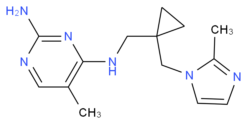 5-methyl-N~4~-({1-[(2-methyl-1H-imidazol-1-yl)methyl]cyclopropyl}methyl)pyrimidine-2,4-diamine_分子结构_CAS_)