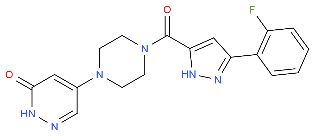 5-(4-{[3-(2-fluorophenyl)-1H-pyrazol-5-yl]carbonyl}-1-piperazinyl)-3(2H)-pyridazinone_分子结构_CAS_)
