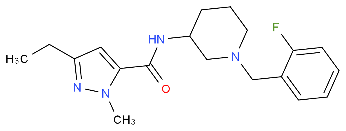 3-ethyl-N-[1-(2-fluorobenzyl)-3-piperidinyl]-1-methyl-1H-pyrazole-5-carboxamide_分子结构_CAS_)