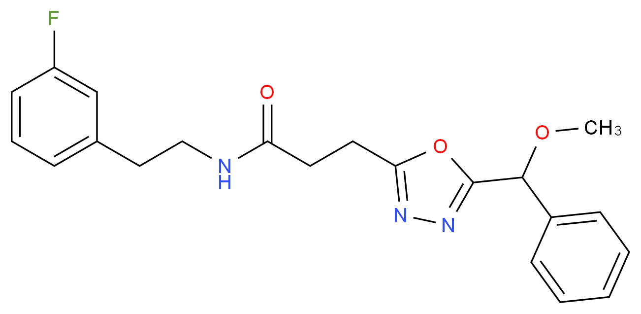 N-[2-(3-fluorophenyl)ethyl]-3-{5-[methoxy(phenyl)methyl]-1,3,4-oxadiazol-2-yl}propanamide_分子结构_CAS_)