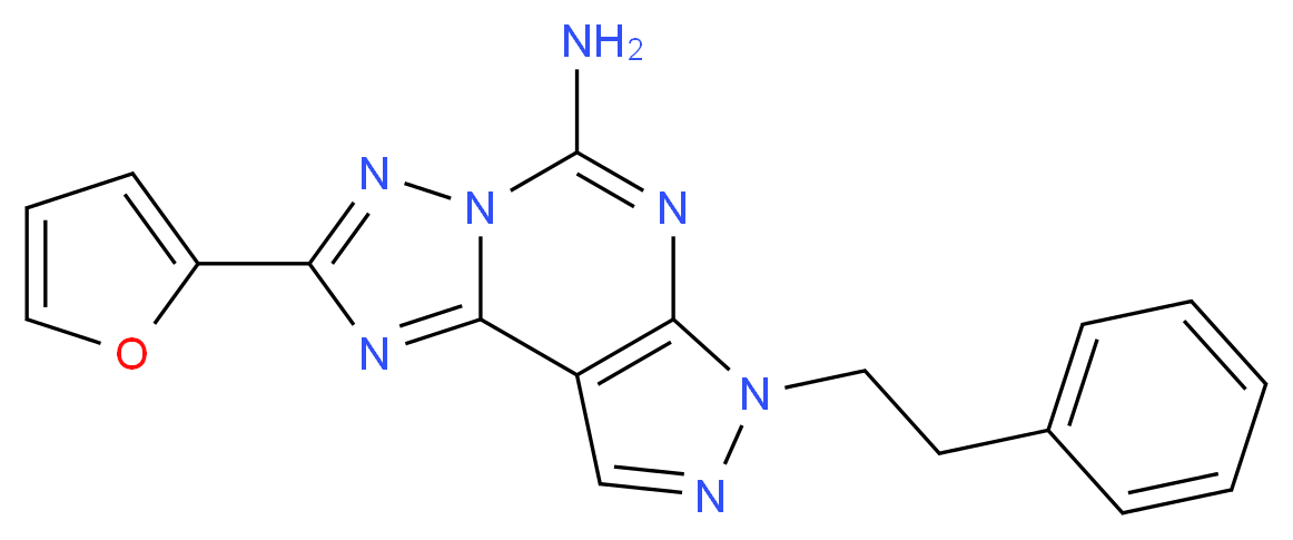 4-(furan-2-yl)-10-(2-phenylethyl)-3,5,6,8,10,11-hexaazatricyclo[7.3.0.0<sup>2</sup>,<sup>6</sup>]dodeca-1(9),2,4,7,11-pentaen-7-amine_分子结构_CAS_160098-96-4