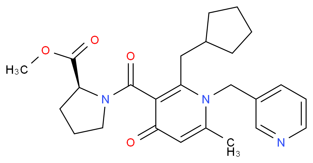 methyl 1-{[2-(cyclopentylmethyl)-6-methyl-4-oxo-1-(3-pyridinylmethyl)-1,4-dihydro-3-pyridinyl]carbonyl}-L-prolinate_分子结构_CAS_)