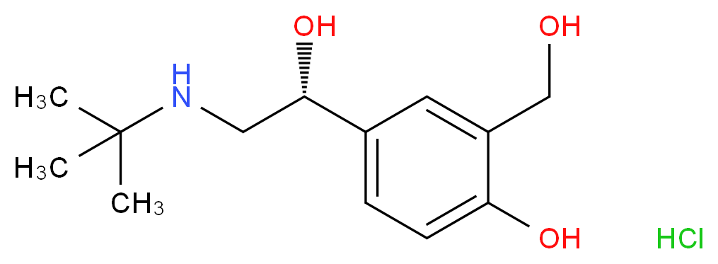 4-[(1R)-2-(tert-butylamino)-1-hydroxyethyl]-2-(hydroxymethyl)phenol hydrochloride_分子结构_CAS_50293-90-8