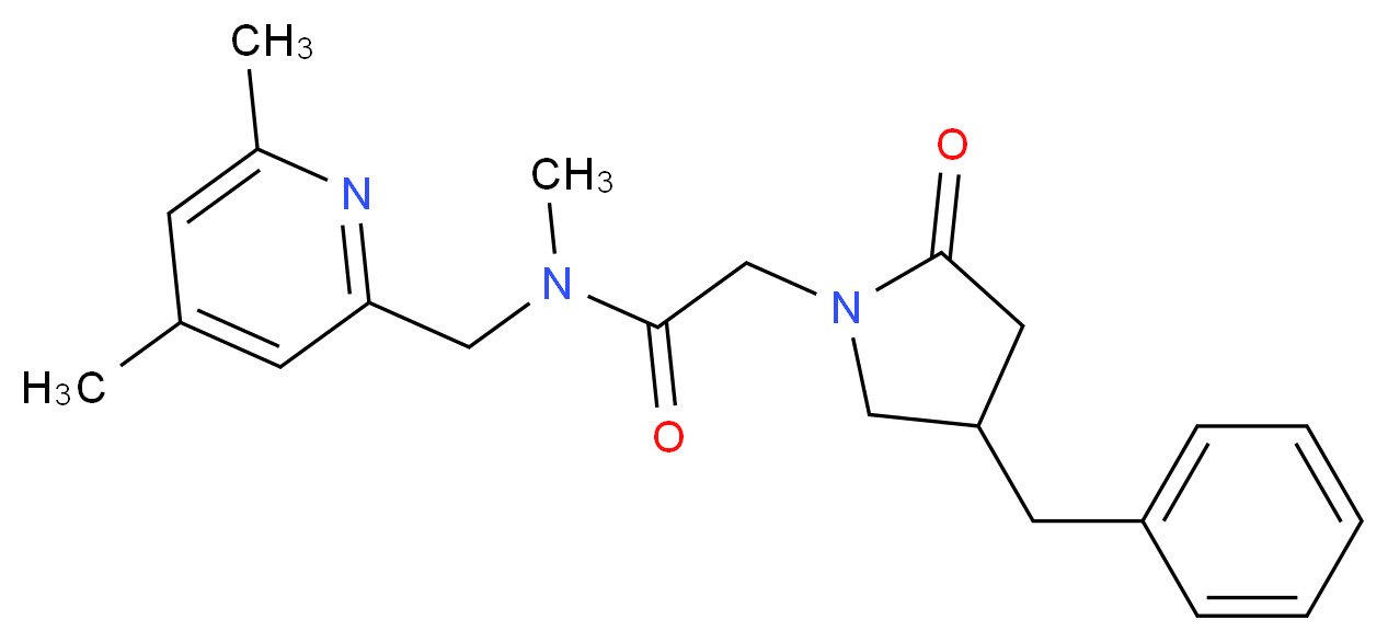 2-(4-benzyl-2-oxopyrrolidin-1-yl)-N-[(4,6-dimethylpyridin-2-yl)methyl]-N-methylacetamide_分子结构_CAS_)