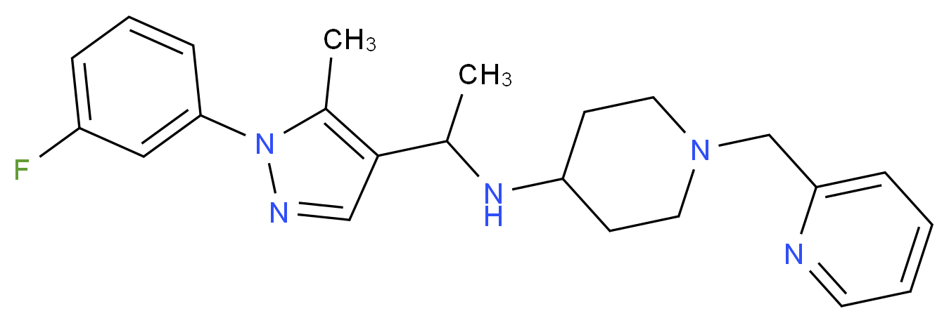 N-{1-[1-(3-fluorophenyl)-5-methyl-1H-pyrazol-4-yl]ethyl}-1-(2-pyridinylmethyl)-4-piperidinamine_分子结构_CAS_)