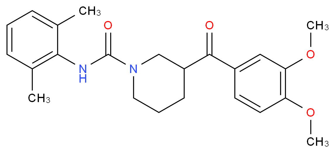 3-(3,4-dimethoxybenzoyl)-N-(2,6-dimethylphenyl)-1-piperidinecarboxamide_分子结构_CAS_)
