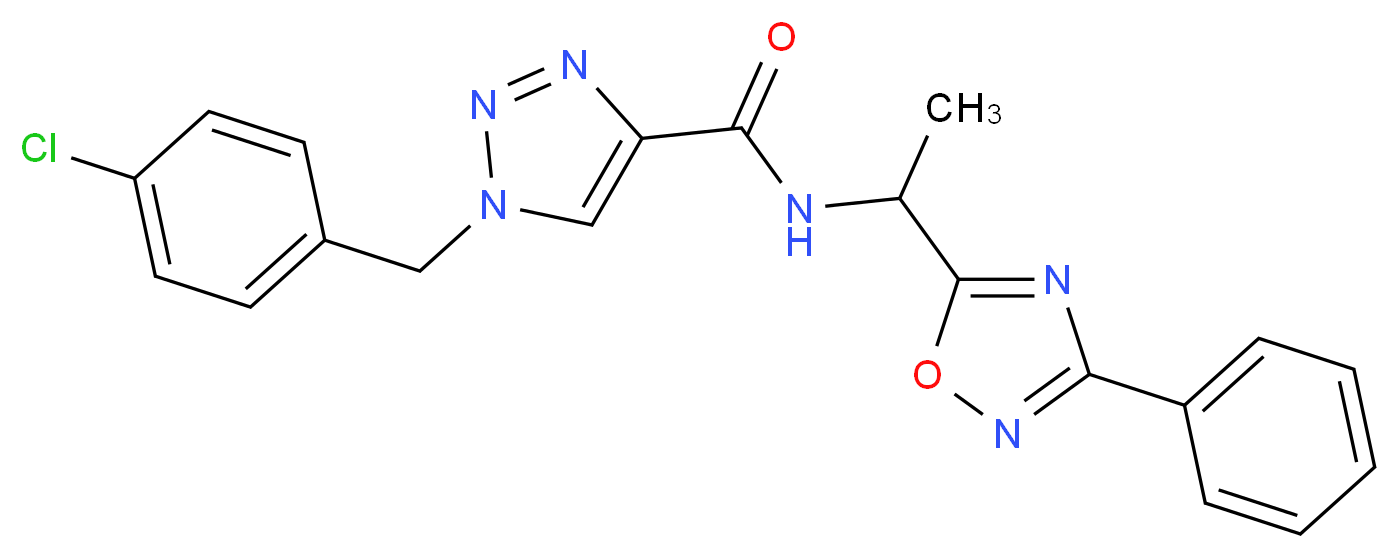 1-(4-chlorobenzyl)-N-[1-(3-phenyl-1,2,4-oxadiazol-5-yl)ethyl]-1H-1,2,3-triazole-4-carboxamide_分子结构_CAS_)