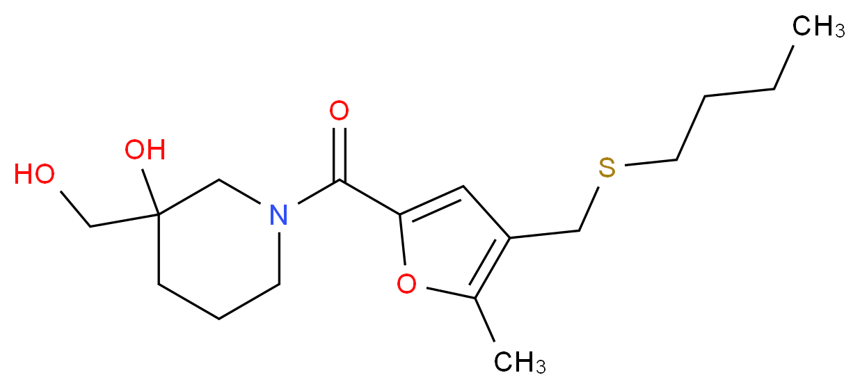 1-{4-[(butylthio)methyl]-5-methyl-2-furoyl}-3-(hydroxymethyl)-3-piperidinol_分子结构_CAS_)