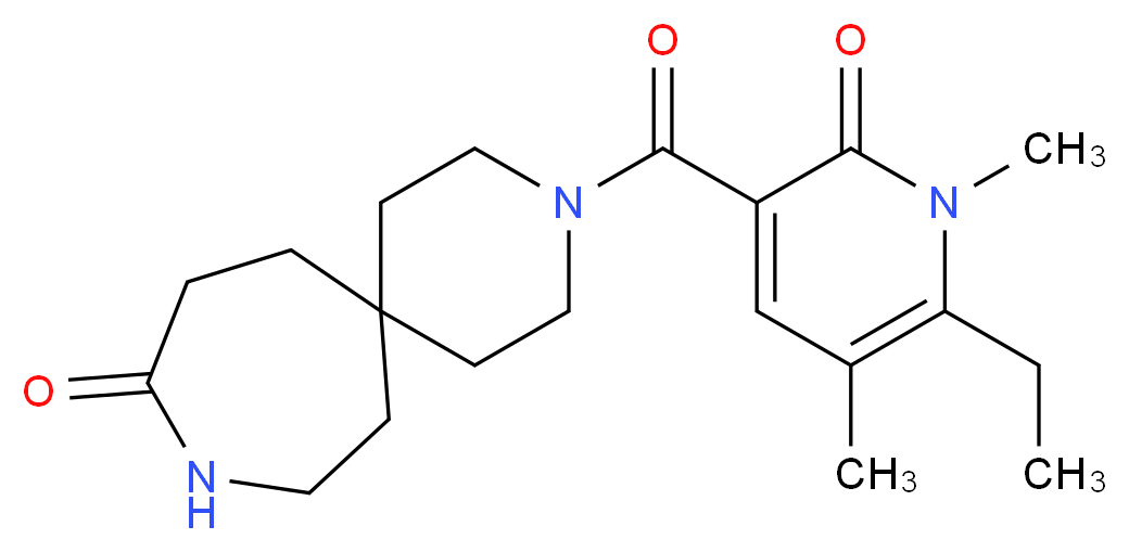3-[(6-ethyl-1,5-dimethyl-2-oxo-1,2-dihydropyridin-3-yl)carbonyl]-3,9-diazaspiro[5.6]dodecan-10-one_分子结构_CAS_)