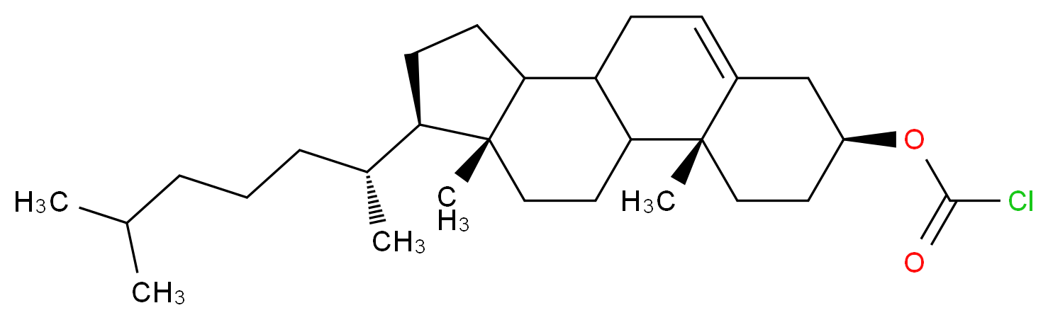 (2R,5S,14R,15R)-2,15-dimethyl-14-[(2R)-6-methylheptan-2-yl]tetracyclo[8.7.0.0<sup>2</sup>,<sup>7</sup>.0<sup>1</sup><sup>1</sup>,<sup>1</sup><sup>5</sup>]heptadec-7-en-5-yl chloroformate_分子结构_CAS_7144-08-3