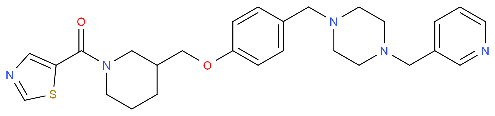 1-(3-pyridinylmethyl)-4-(4-{[1-(1,3-thiazol-5-ylcarbonyl)-3-piperidinyl]methoxy}benzyl)piperazine_分子结构_CAS_)
