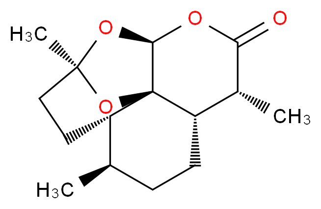 (1R,4S,5R,8S,9R,12S,13R)-1,5,9-trimethyl-11,14,15-trioxatetracyclo[10.2.1.0<sup>4</sup>,<sup>1</sup><sup>3</sup>.0<sup>8</sup>,<sup>1</sup><sup>3</sup>]pentadecan-10-one_分子结构_CAS_72826-63-2