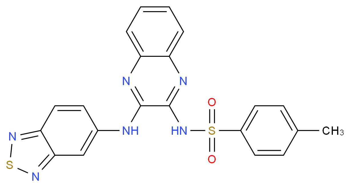 N-[3-(2,1,3-Benzothiadiazol-5-ylamino)-2-quinoxalinyl]-4-methylbenzenesulfonamide, _分子结构_CAS_956958-53-5)