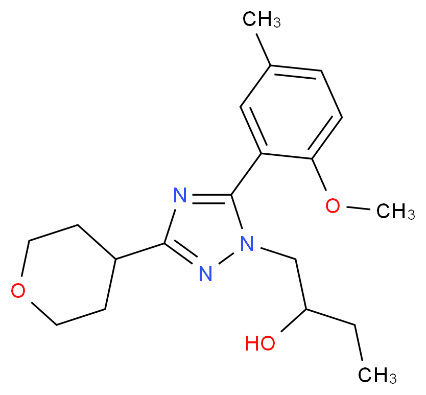 1-[5-(2-methoxy-5-methylphenyl)-3-(tetrahydro-2H-pyran-4-yl)-1H-1,2,4-triazol-1-yl]butan-2-ol_分子结构_CAS_)