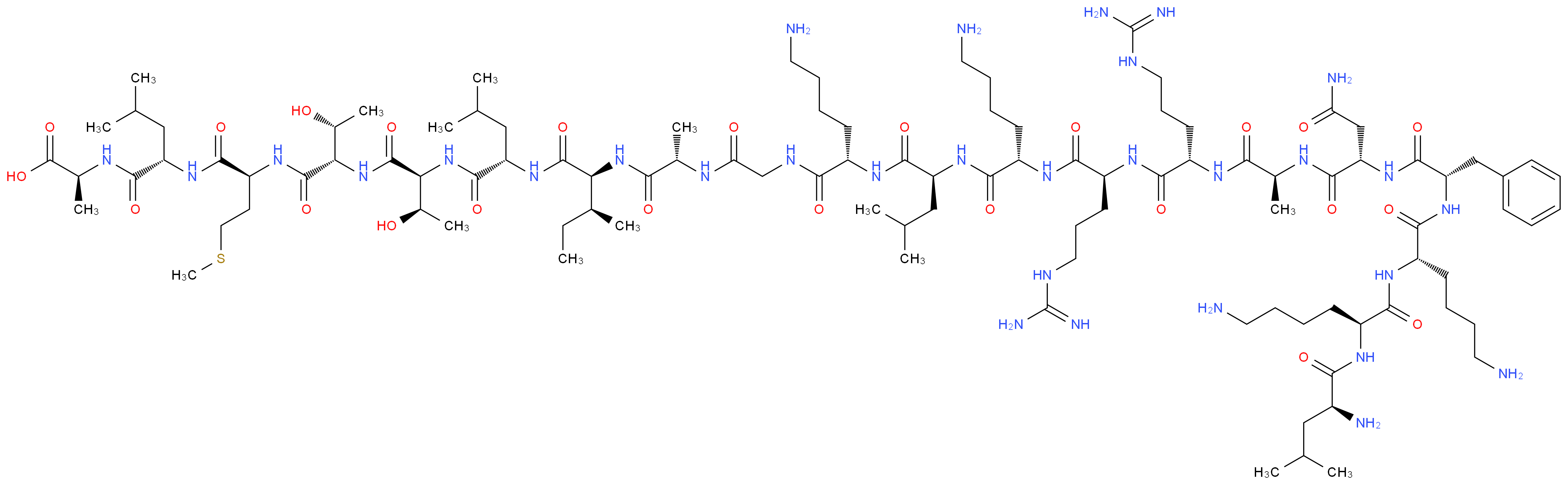 (2S)-2-[(2S)-2-[(2S)-2-[(2S,3R)-2-[(2S,3R)-2-[(2S)-2-[(2S,3S)-2-[(2S)-2-{2-[(2S)-6-amino-2-[(2S)-2-[(2S)-6-amino-2-[(2S)-2-[(2S)-2-[(2S)-2-[(2S)-2-[(2S)-2-[(2S)-6-amino-2-[(2S)-6-amino-2-[(2S)-2-amino-4-methylpentanamido]hexanamido]hexanamido]-3-phenylpropanamido]-3-carbamoylpropanamido]propanamido]-5-carbamimidamidopentanamido]-5-carbamimidamidopentanamido]hexanamido]-4-methylpentanamido]hexanamido]acetamido}propanamido]-3-methylpentanamido]-4-methylpentanamido]-3-hydroxybutanamido]-3-hydroxybutanamido]-4-(methylsulfanyl)butanamido]-4-methylpentanamido]propanoic acid_分子结构_CAS_115044-69-4