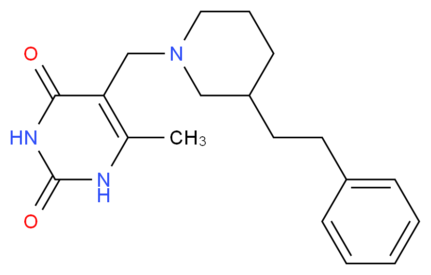 6-methyl-5-{[3-(2-phenylethyl)-1-piperidinyl]methyl}-2,4(1H,3H)-pyrimidinedione_分子结构_CAS_)
