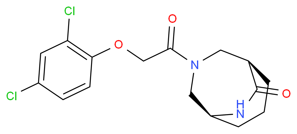 (1S*,5R*)-3-[(2,4-dichlorophenoxy)acetyl]-3,9-diazabicyclo[3.3.2]decan-10-one_分子结构_CAS_)