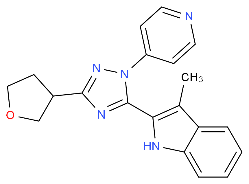3-methyl-2-[1-pyridin-4-yl-3-(tetrahydrofuran-3-yl)-1H-1,2,4-triazol-5-yl]-1H-indole_分子结构_CAS_)