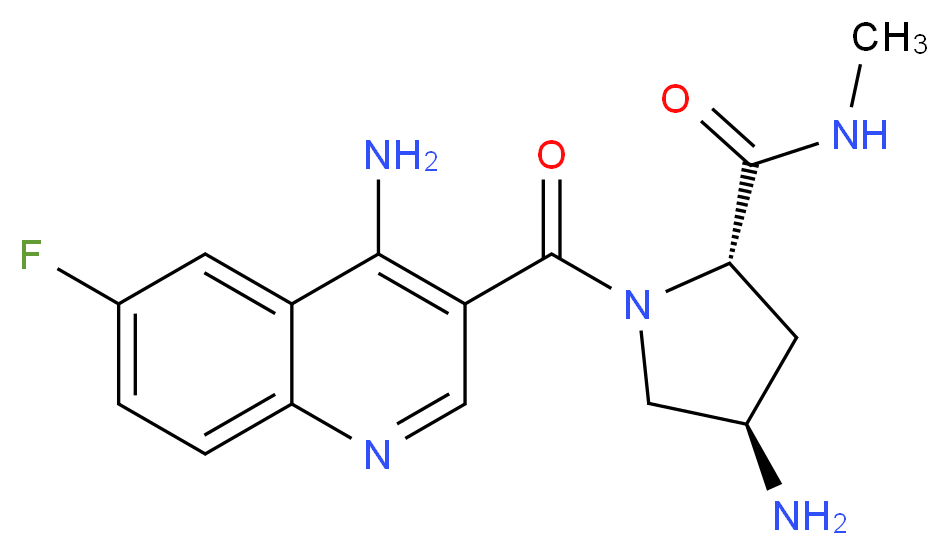 (2S,4R)-4-amino-1-[(4-amino-6-fluoroquinolin-3-yl)carbonyl]-N-methylpyrrolidine-2-carboxamide_分子结构_CAS_)