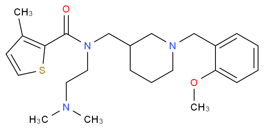N-[2-(dimethylamino)ethyl]-N-{[1-(2-methoxybenzyl)-3-piperidinyl]methyl}-3-methyl-2-thiophenecarboxamide_分子结构_CAS_)