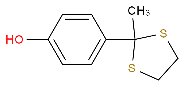 4-(2-methyl-1,3-dithiolan-2-yl)phenol_分子结构_CAS_22068-57-1