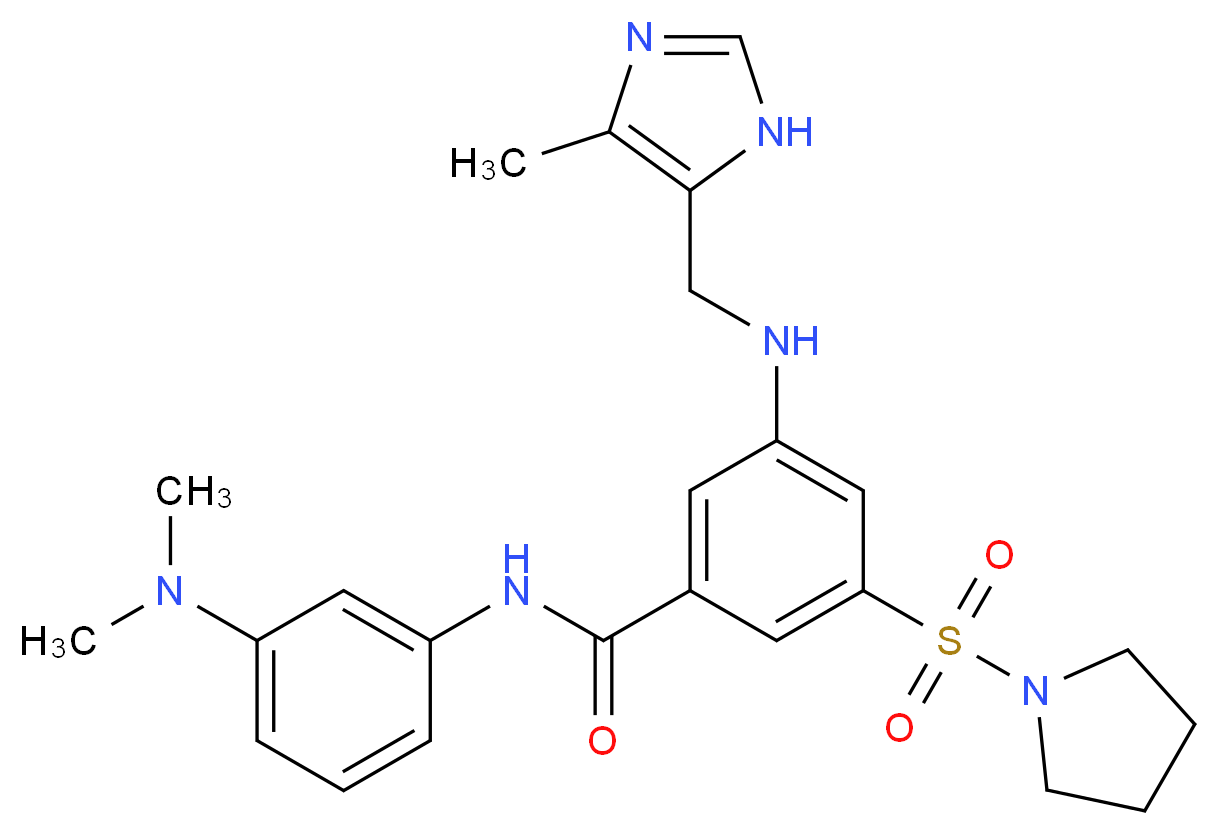N-[3-(dimethylamino)phenyl]-3-{[(4-methyl-1H-imidazol-5-yl)methyl]amino}-5-(1-pyrrolidinylsulfonyl)benzamide_分子结构_CAS_)
