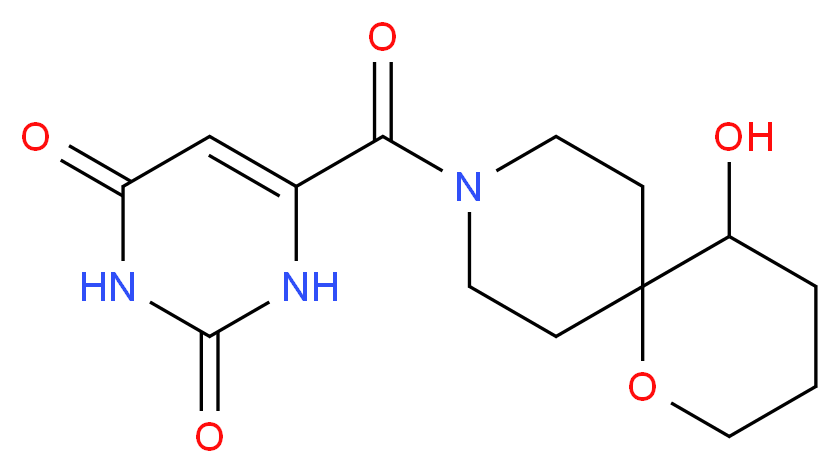 6-[(5-hydroxy-1-oxa-9-azaspiro[5.5]undec-9-yl)carbonyl]-2,4(1H,3H)-pyrimidinedione_分子结构_CAS_)