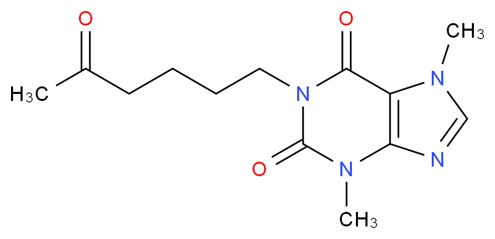 3,7-dimethyl-1-(5-oxohexyl)-2,3,6,7-tetrahydro-1H-purine-2,6-dione_分子结构_CAS_6493-05-6
