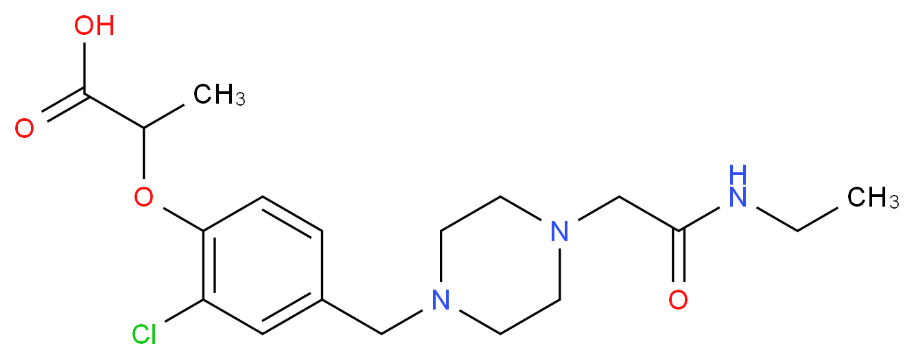 2-[2-chloro-4-({4-[2-(ethylamino)-2-oxoethyl]-1-piperazinyl}methyl)phenoxy]propanoic acid_分子结构_CAS_)