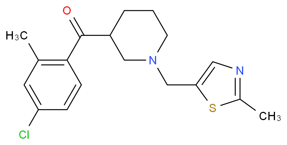 (4-chloro-2-methylphenyl){1-[(2-methyl-1,3-thiazol-5-yl)methyl]-3-piperidinyl}methanone_分子结构_CAS_)
